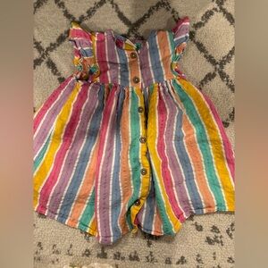 Next Direct Multicolor Striped Cotton Button-Front Kids Dress